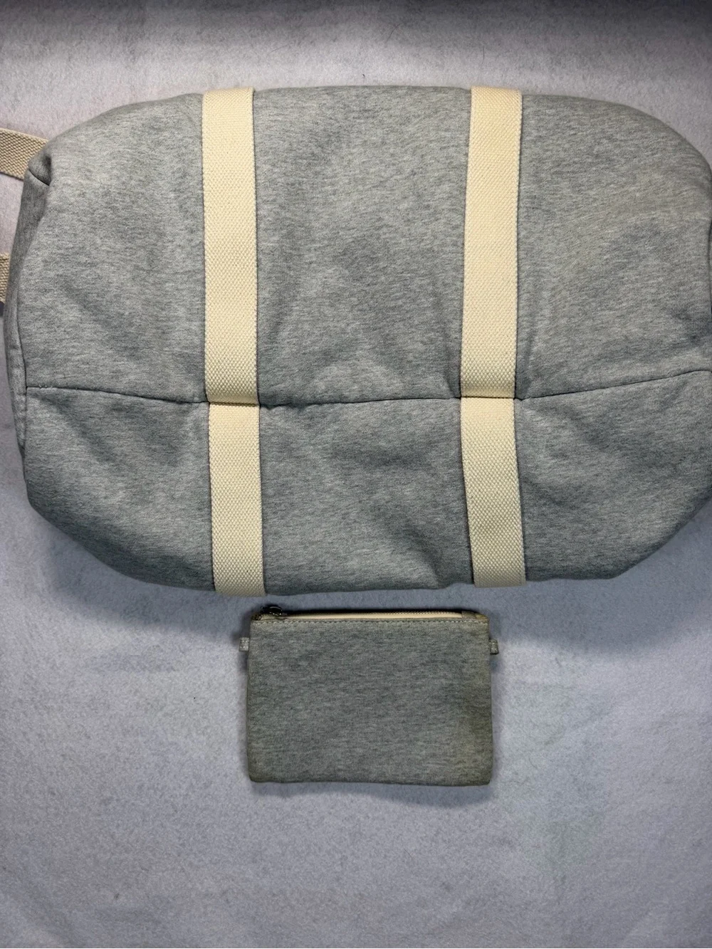 Brandy Melville Gray Heather Duffle Bag w/ Matching Zip Pouch Weekend Gym Travel